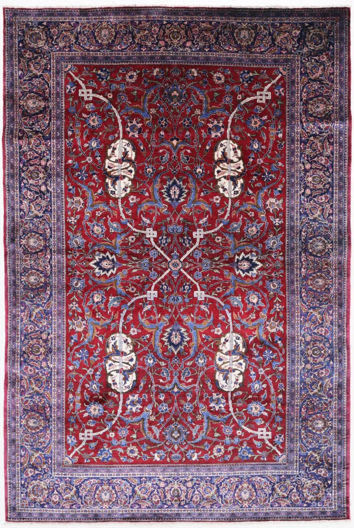 Hand Knotted Antique Masterpiece Oriental Kashan Fine Silk Rug - 4'5'' x 6'9''