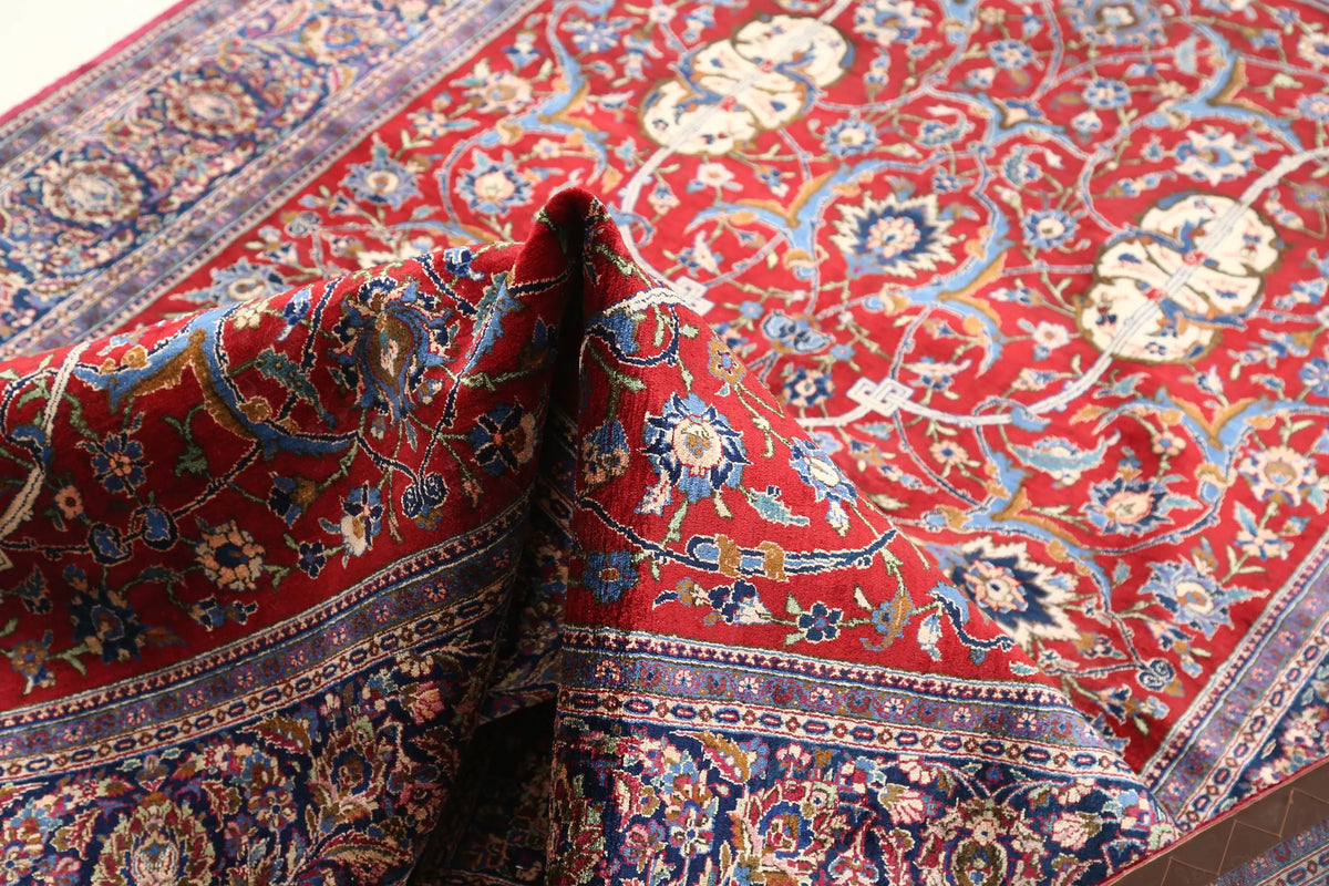 Hand Knotted Antique Masterpiece Persian Kashan Fine Silk Rug - 4'5'' x 6'9'' - Arteverk Rugs Area rug