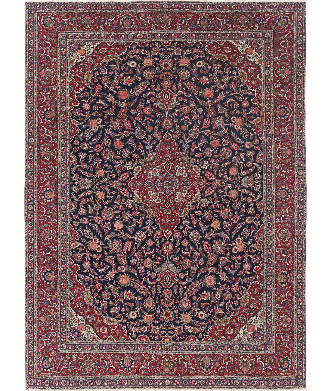Hand Knotted Antique Masterpiece Persian Kashan Fine Wool Rug - 10&#39;4&#39;&#39; x 14&#39;4&#39;&#39; - Arteverk Rugs Area rug