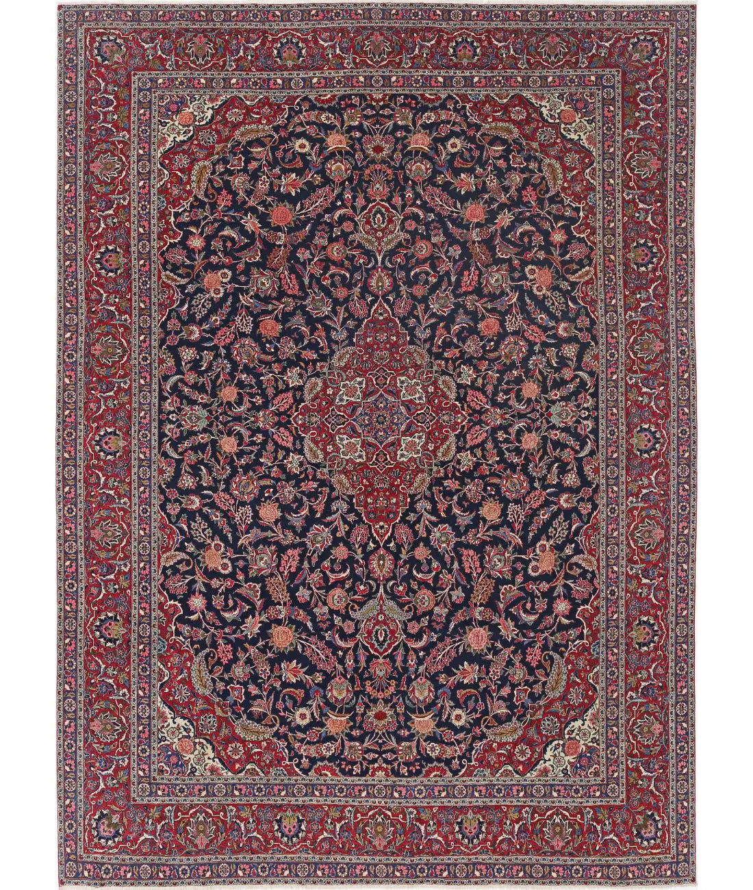 Hand Knotted Antique Masterpiece Oriental Kashan Fine Wool Rug - 10'4'' x 14'4''