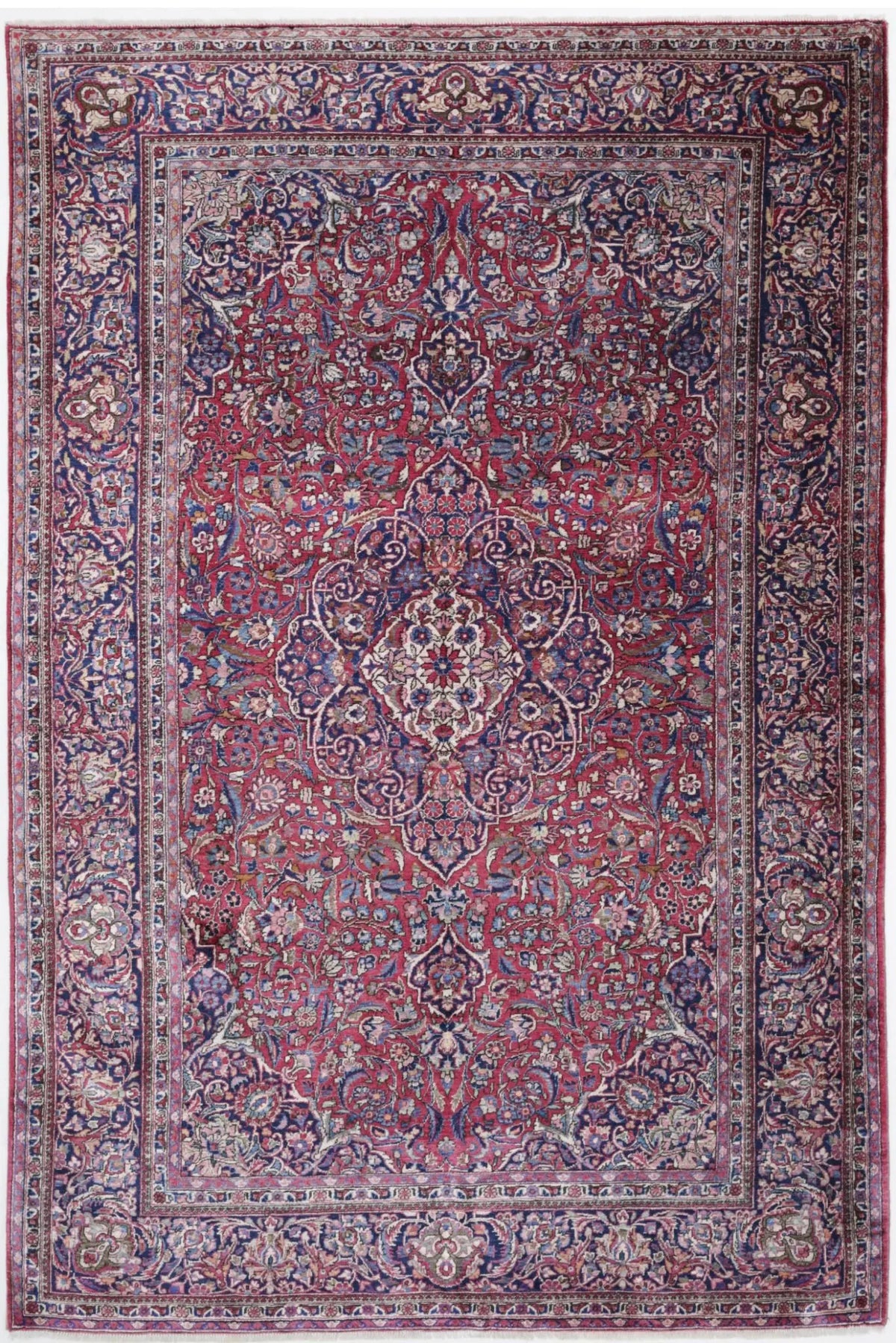 Hand Knotted Antique Masterpiece Persian Kashan Fine Wool Rug - 4&#39;2&#39;&#39; x 6&#39;6&#39;&#39; - Arteverk Rugs Area rug
