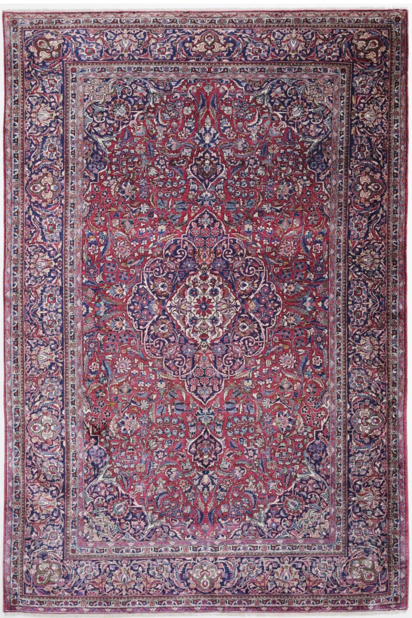 Hand Knotted Antique Masterpiece Oriental Kashan Fine Silk Rug - 4'2'' x 6'6''