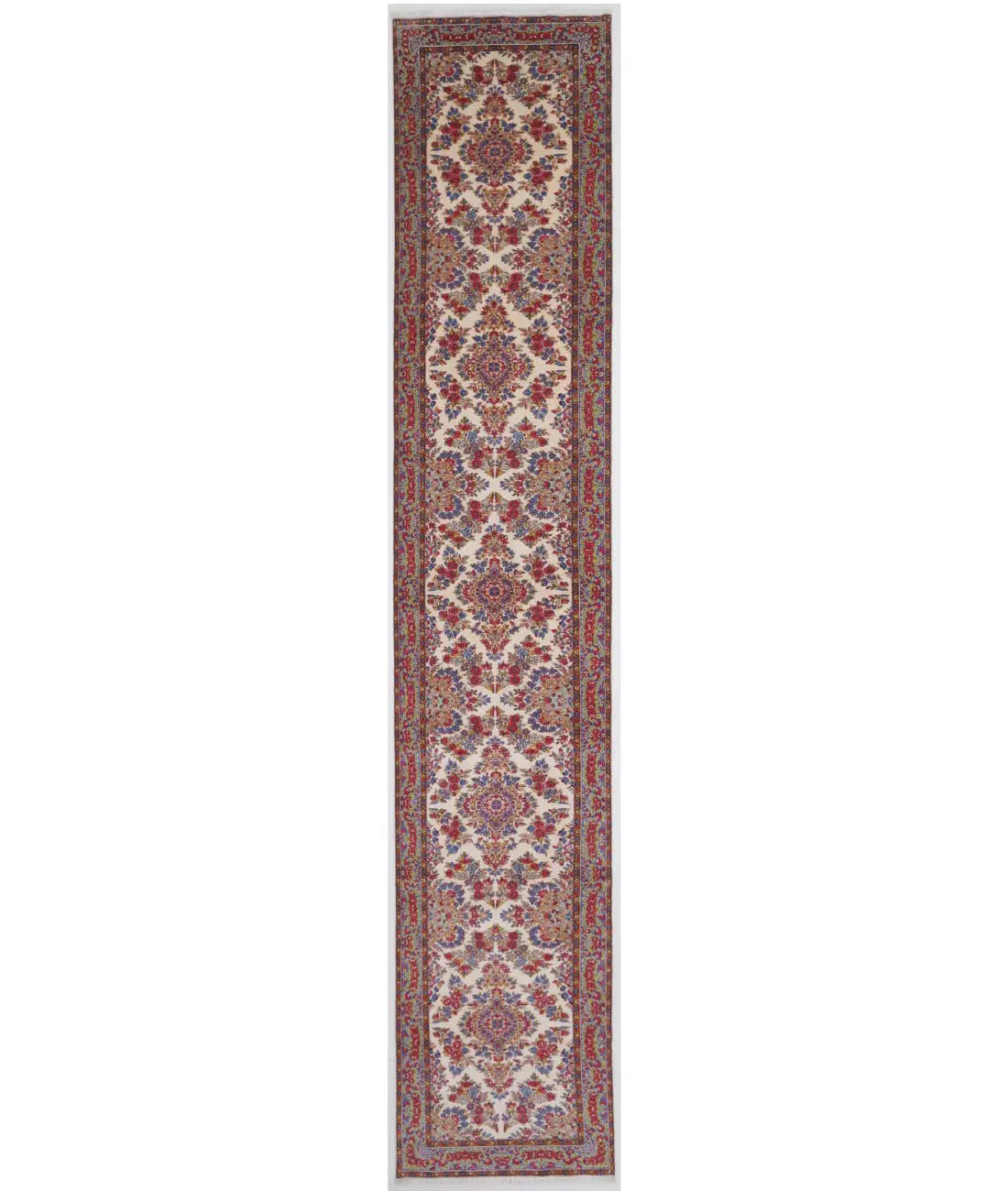 Hand Knotted Antique Masterpiece Persian Kerman Wool Rug - 3'5'' x 21'1'' - Arteverk Rugs Area rug