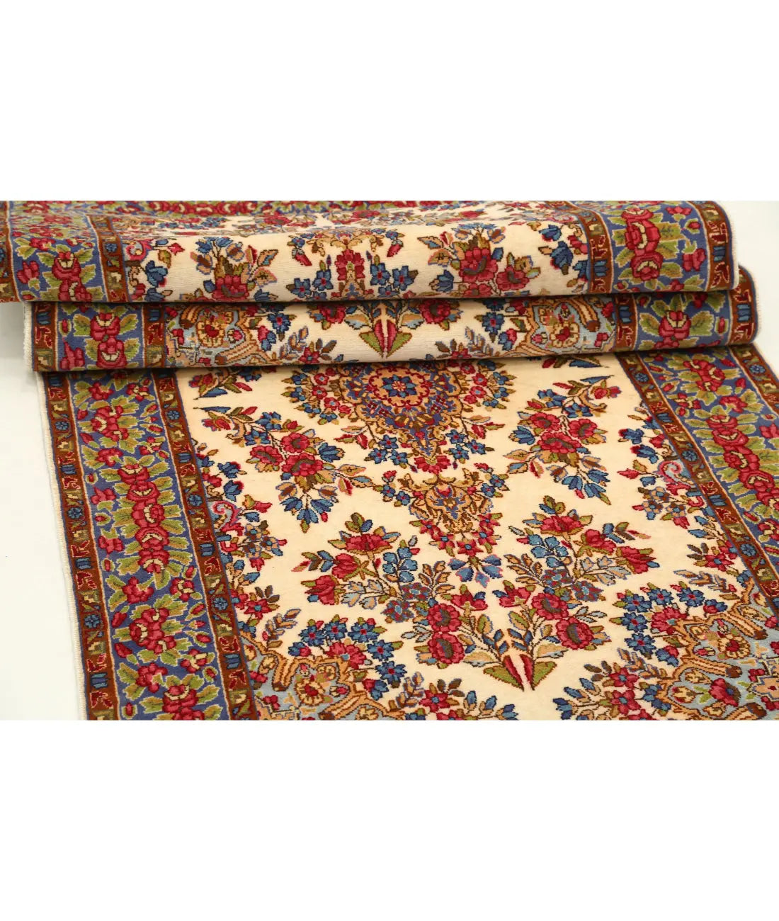 Hand Knotted Antique Masterpiece Persian Kerman Wool Rug - 3'5'' x 21'1'' - Arteverk Rugs Area rug