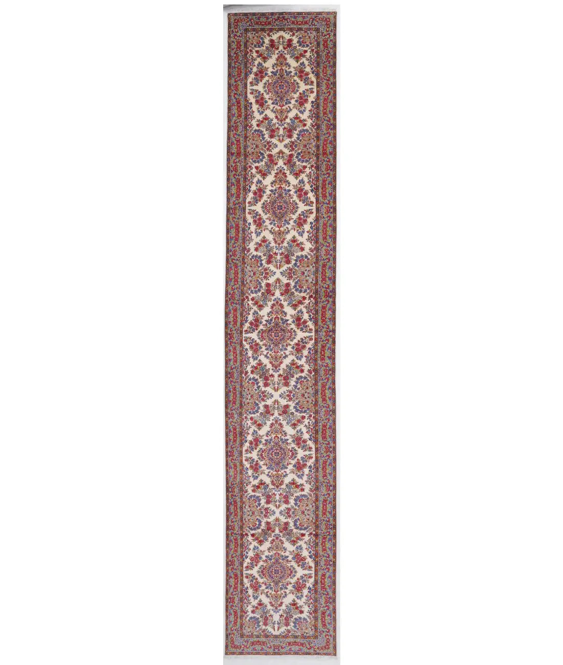 Hand Knotted Antique Masterpiece Persian Kerman Wool Rug - 3&#39;5&#39;&#39; x 21&#39;3&#39;&#39; - Arteverk Rugs Area rug