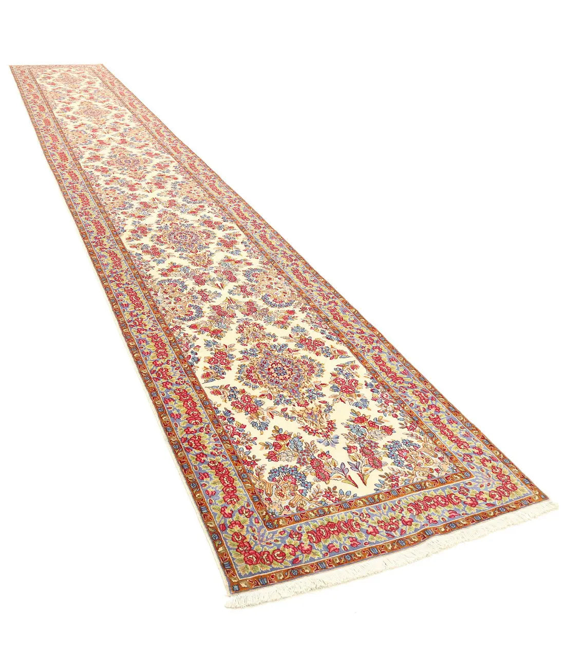 Hand Knotted Antique Masterpiece Persian Kerman Wool Rug - 3'5'' x 21'3'' - Arteverk Rugs Area rug