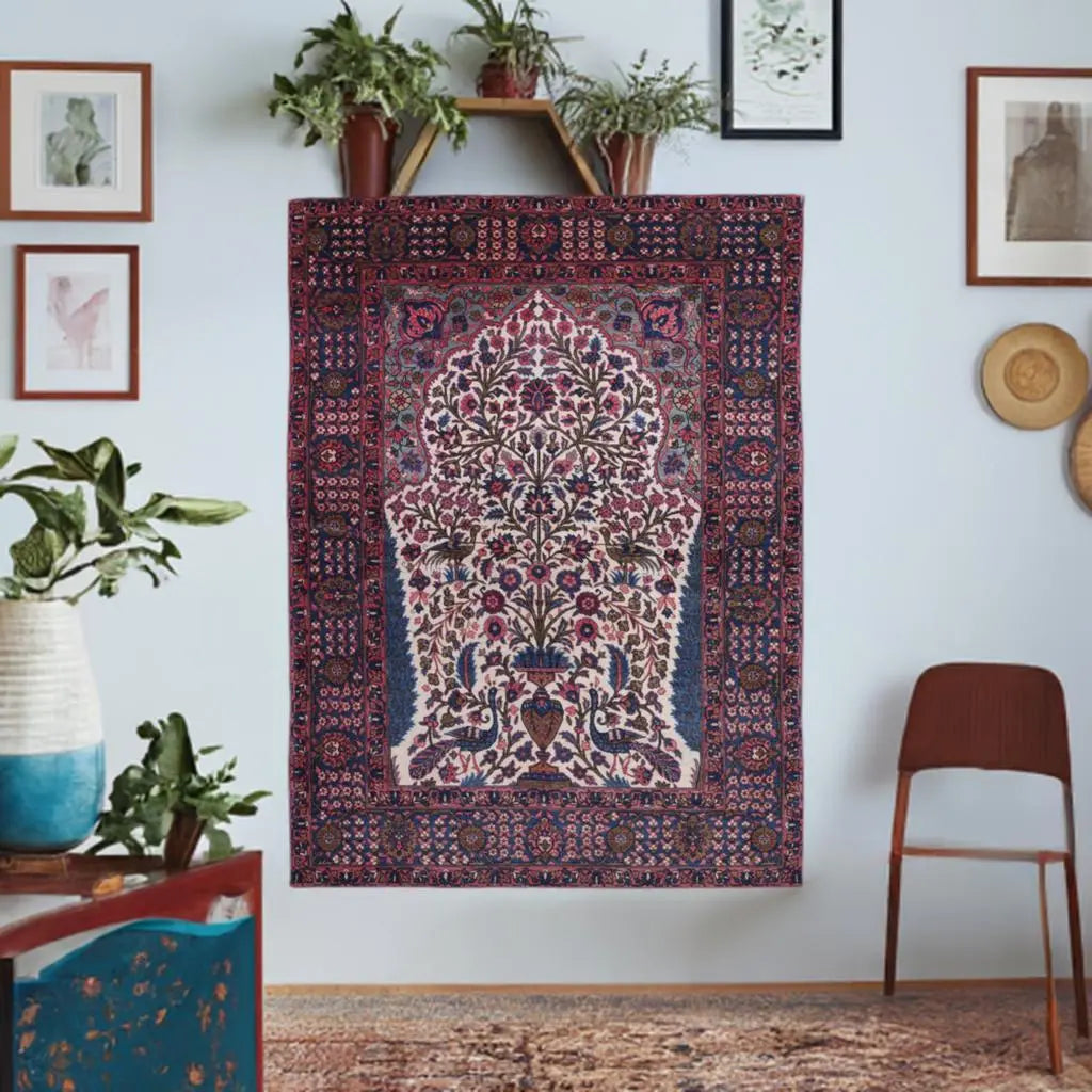 Hand Knotted Antique Masterpiece Oriental Kerman Wool Rug - 4'5'' x 6'1''