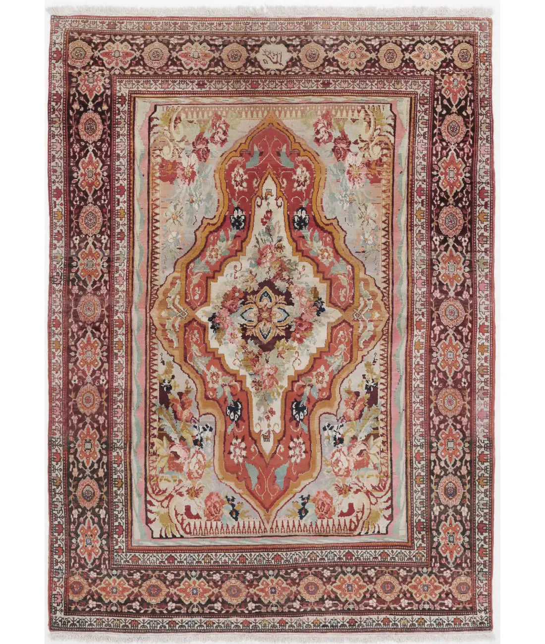 Hand Knotted Antique Masterpiece Persian Malayer Wool Rug - 4&#39;5&#39;&#39; x 6&#39;3&#39;&#39; - Arteverk Rugs Area rug