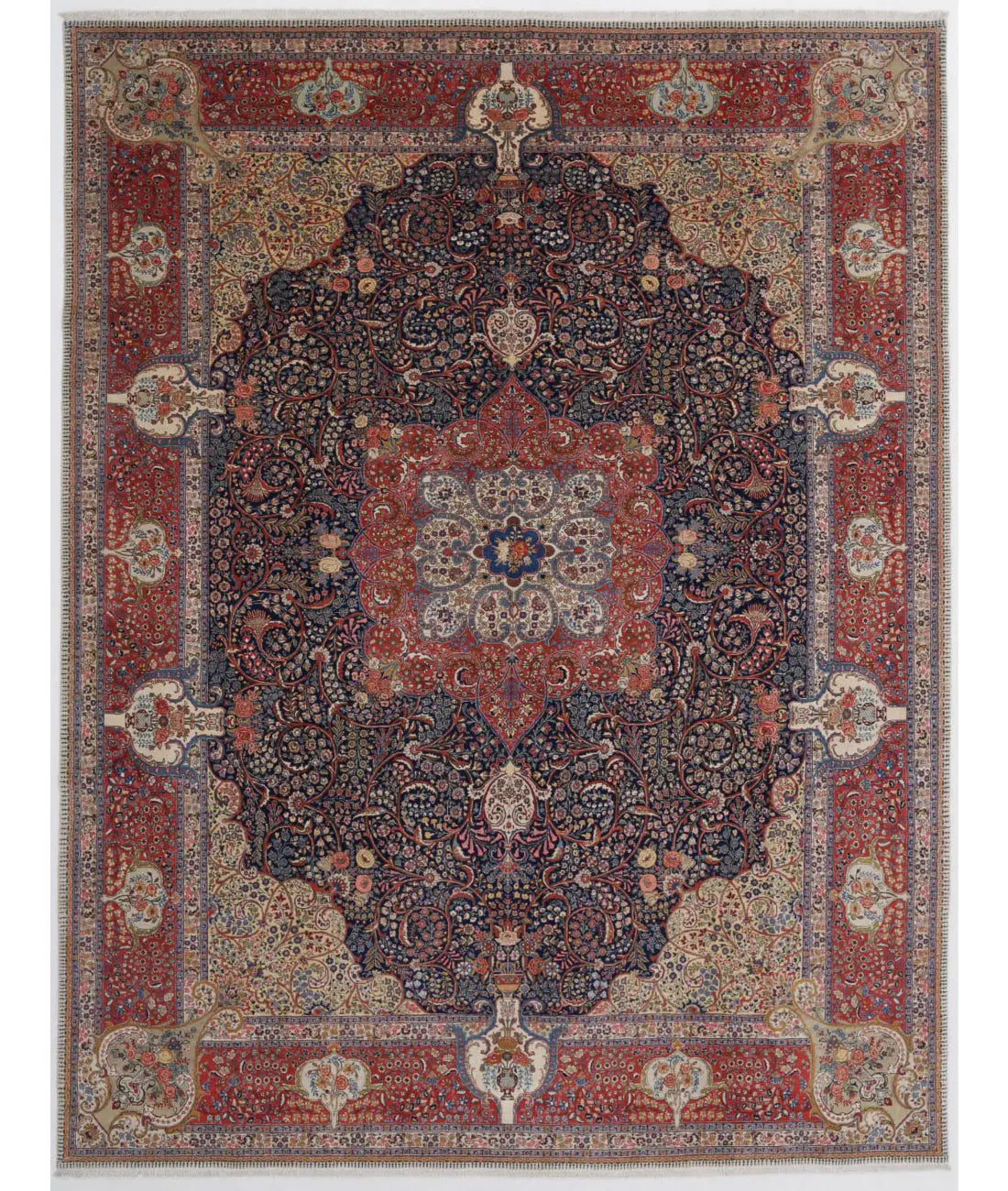 Hand Knotted Antique Masterpiece Oriental Tabriz Fine Wool Rug - 10&#39;4&#39;&#39; x 13&#39;8&#39;&#39;