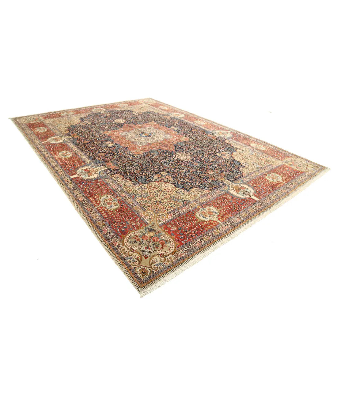 Hand Knotted Antique Masterpiece Persian Tabriz Fine Wool Rug - 10'4'' x 13'8'' - Arteverk Rugs Area rug