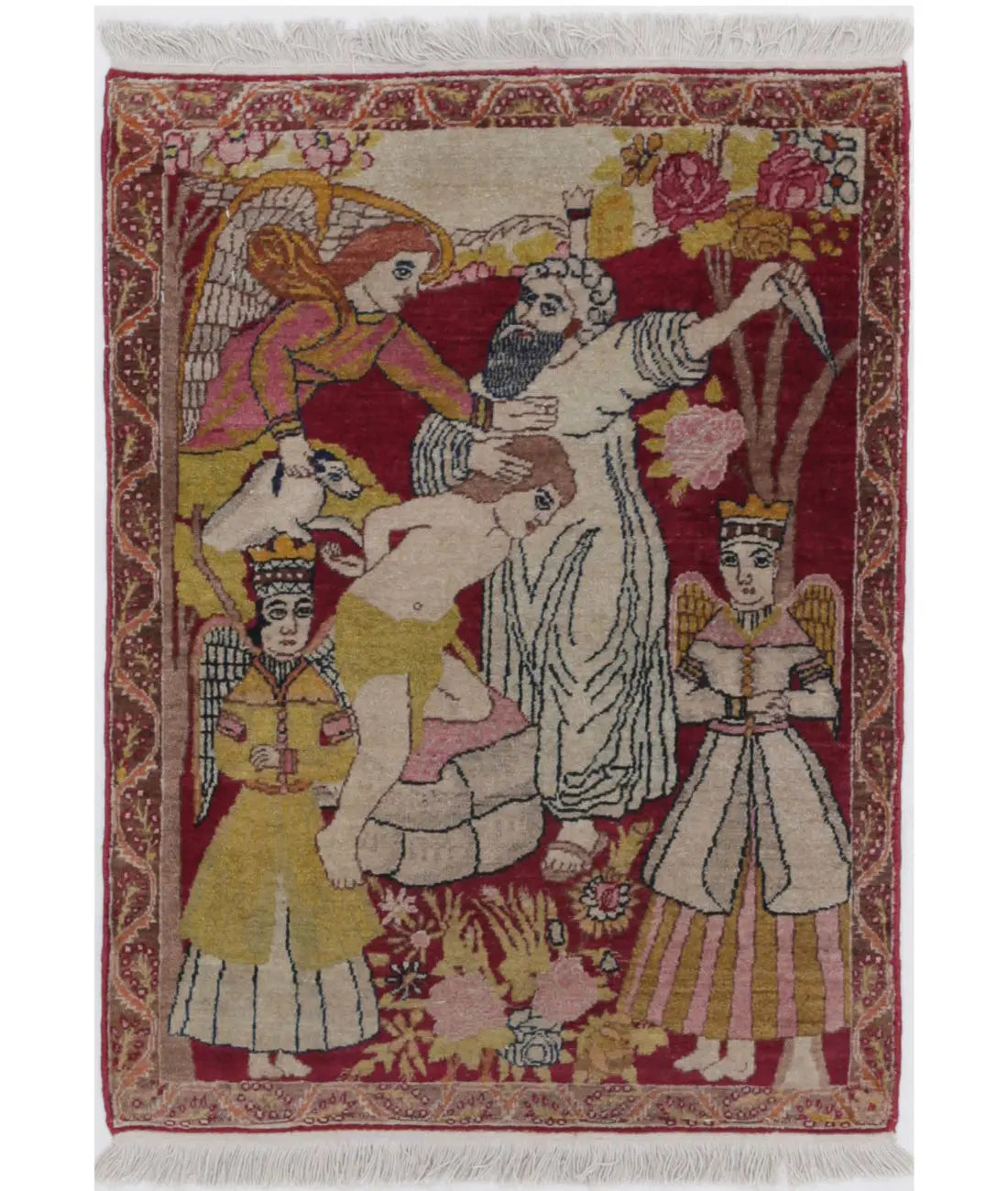 Hand Knotted Antique Masterpiece Persian Tabriz Fine Wool Rug - 1&#39;10&#39;&#39; x 2&#39;6&#39;&#39; - Arteverk Rugs Area rug