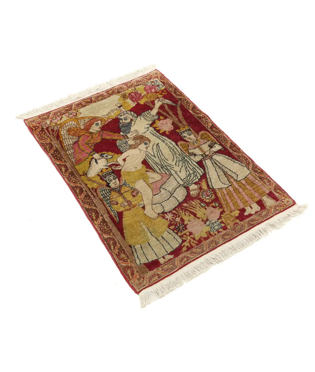 Hand Knotted Antique Masterpiece Persian Tabriz Fine Wool Rug - 1'10'' x 2'6'' - Arteverk Rugs Area rug