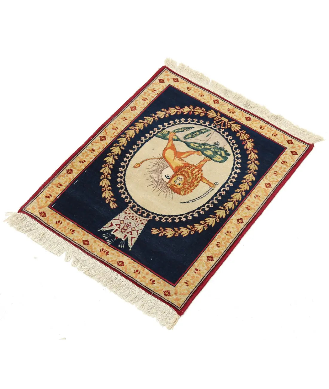 Hand Knotted Antique Masterpiece Oriental Tabriz Fine Wool Rug - 1'5'' x 1'9''