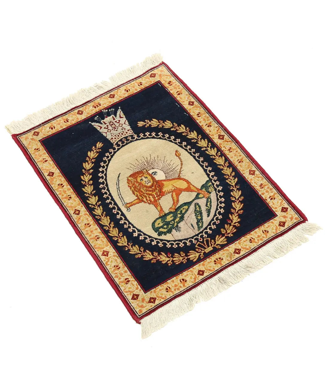 Hand Knotted Antique Masterpiece Oriental Tabriz Fine Wool Rug - 1'5'' x 1'9''