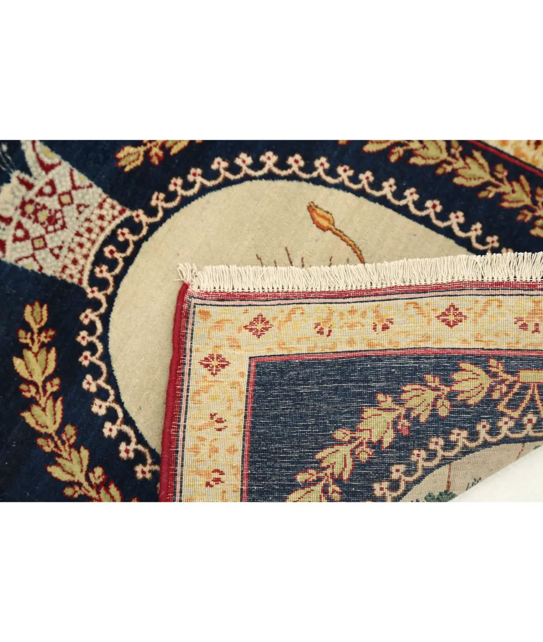 Alfombra de lana fina Tabriz persa antigua obra maestra anudada a mano - 1'5'' x 1'9''