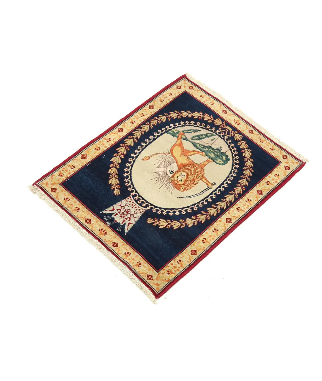 Alfombra de lana fina Tabriz persa antigua obra maestra anudada a mano - 1'5'' x 1'9''