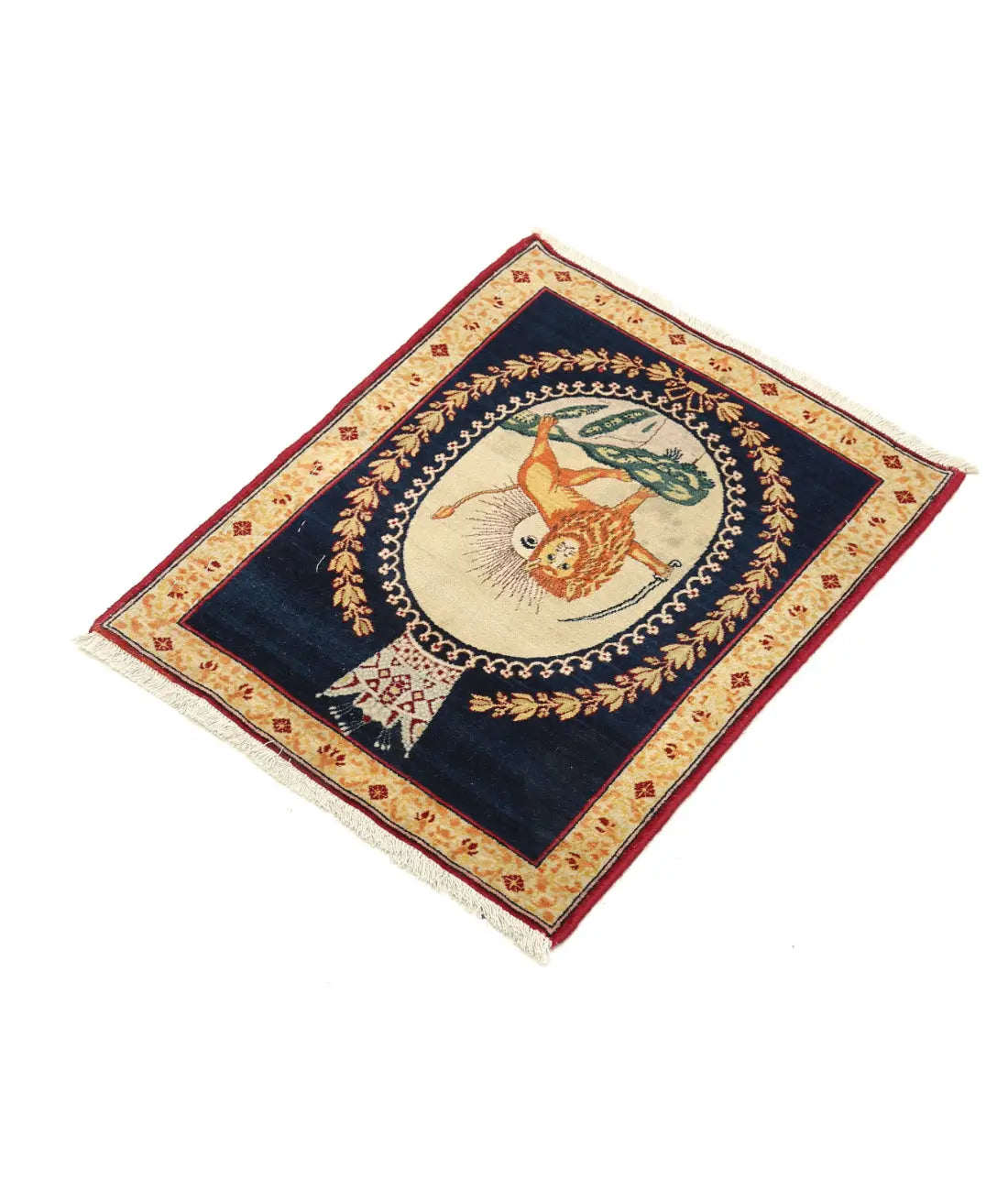 Hand Knotted Antique Masterpiece Oriental Tabriz Fine Wool Rug - 1'5'' x 1'9''