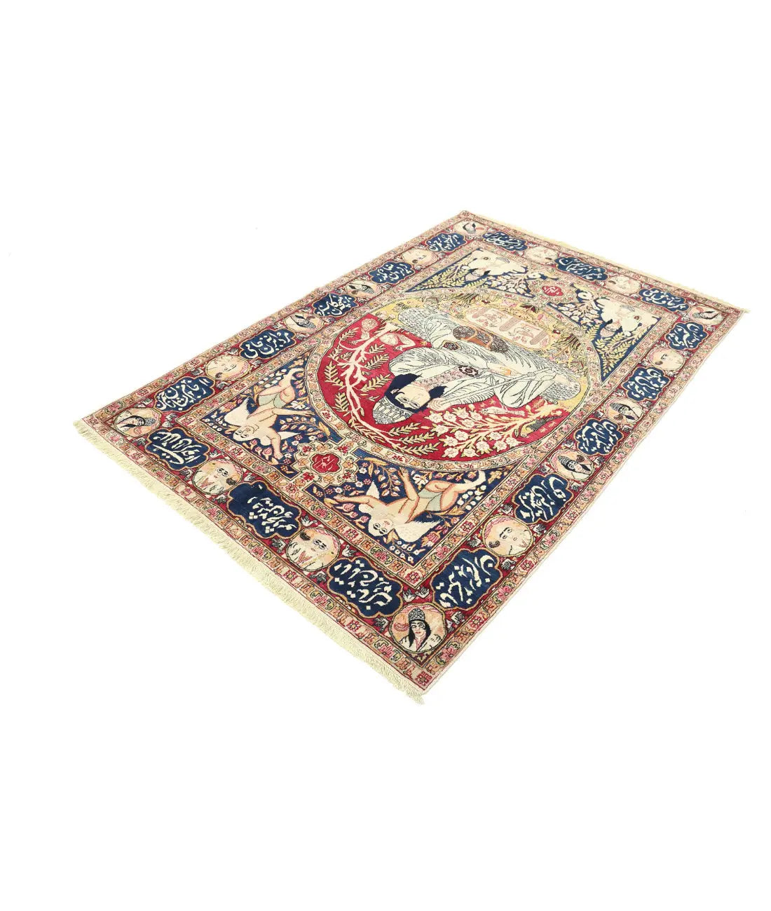 Hand Knotted Antique Masterpiece Persian Tabriz Fine Wool Rug - 4'4'' x 6'6'' - Arteverk Rugs Area rug