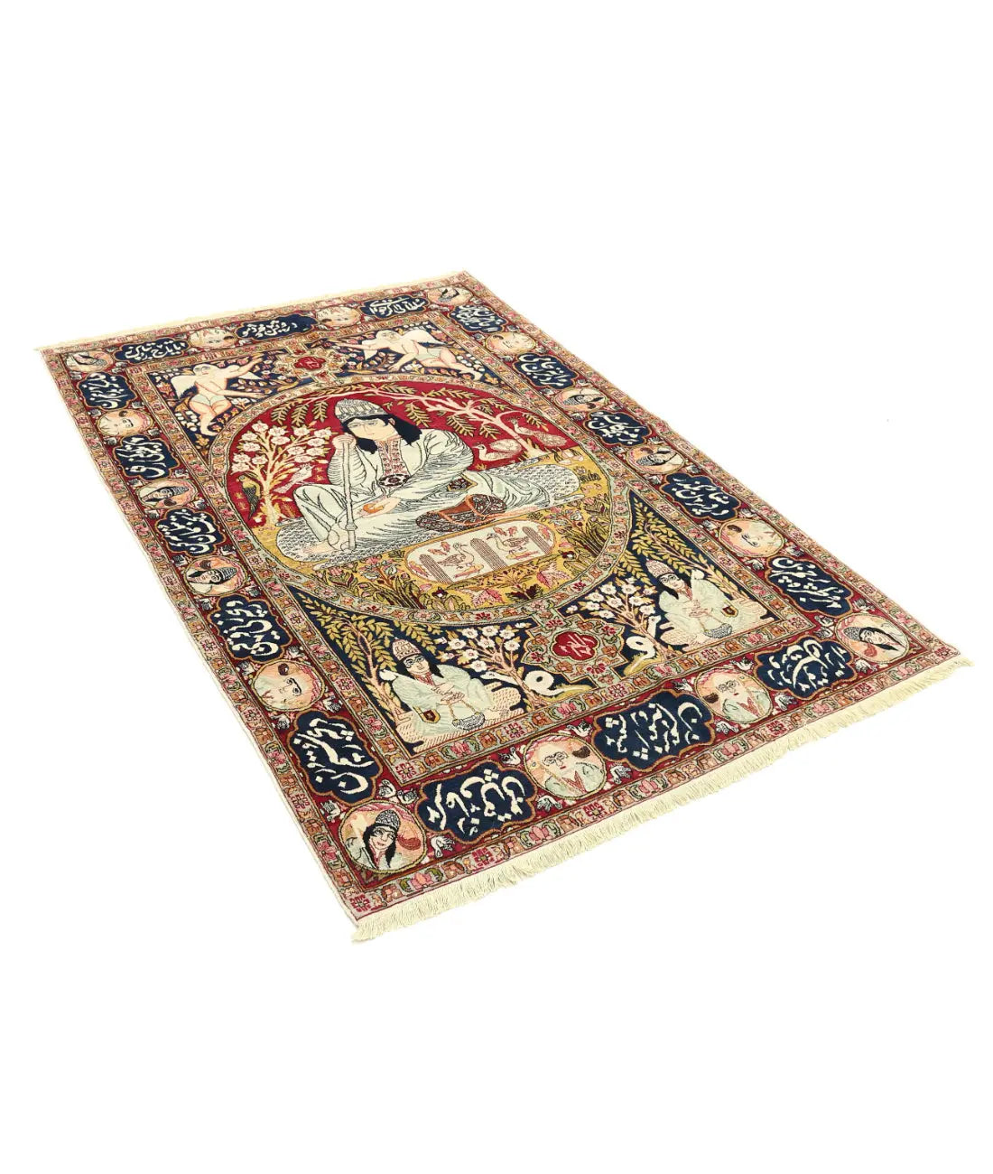 Hand Knotted Antique Masterpiece Persian Tabriz Fine Wool Rug - 4'4'' x 6'6'' - Arteverk Rugs Area rug