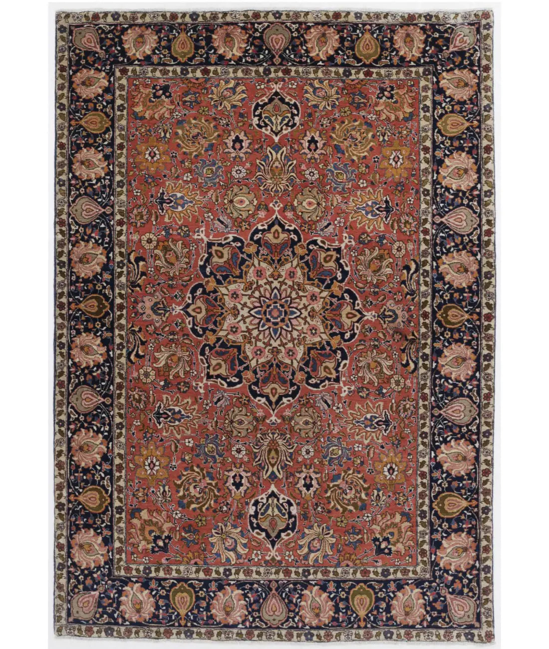 Hand Knotted Antique Masterpiece Persian Tabriz Fine Wool Rug - 4&#39;6&#39;&#39; x 6&#39;7&#39;&#39; - Arteverk Rugs Area rug