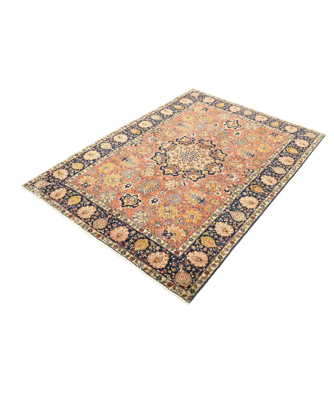 Hand Knotted Antique Masterpiece Persian Tabriz Fine Wool Rug - 4'6'' x 6'7'' - Arteverk Rugs Area rug