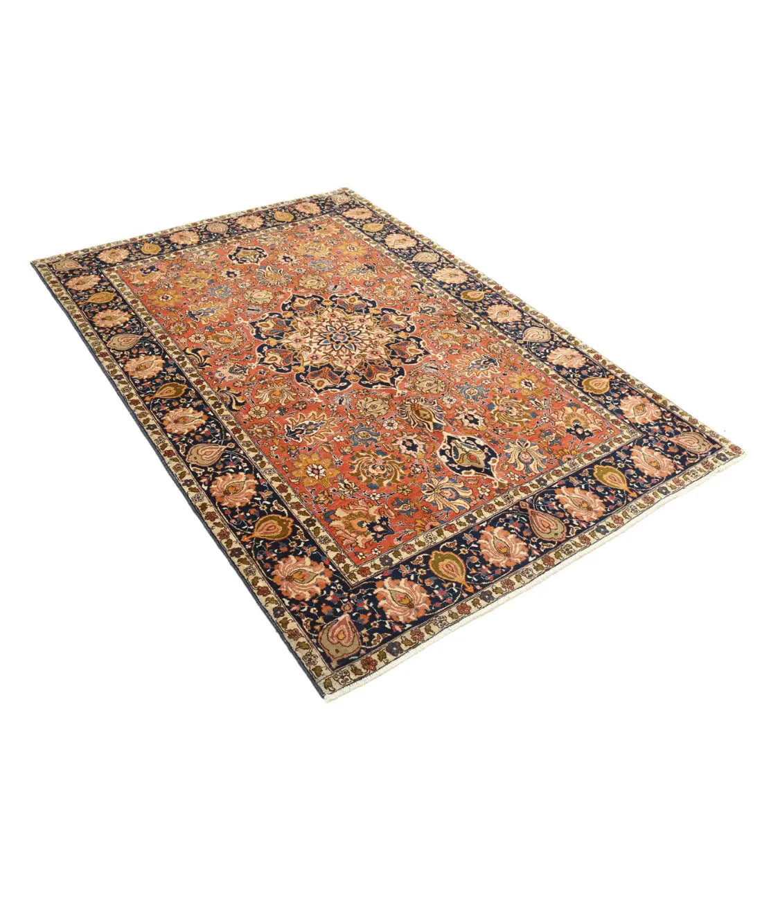 Hand Knotted Antique Masterpiece Persian Tabriz Fine Wool Rug - 4'6'' x 6'7'' - Arteverk Rugs Area rug