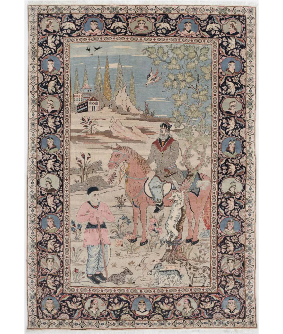 Hand Knotted Antique Masterpiece Persian Tabriz Fine Wool Rug - 4&#39;8&#39;&#39; x 6&#39;7&#39;&#39; - Arteverk Rugs Area rug