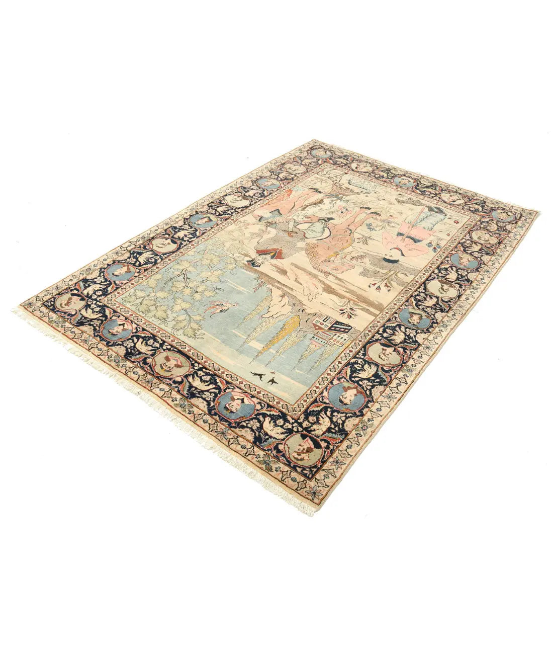 Hand Knotted Antique Masterpiece Persian Tabriz Fine Wool Rug - 4'8'' x 6'7'' - Arteverk Rugs Area rug