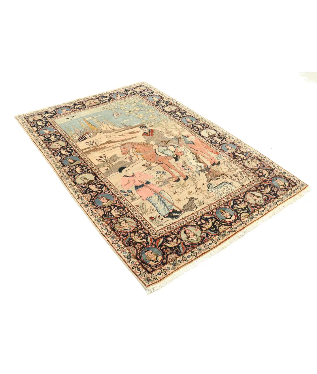 Hand Knotted Antique Masterpiece Persian Tabriz Fine Wool Rug - 4'8'' x 6'7'' - Arteverk Rugs Area rug