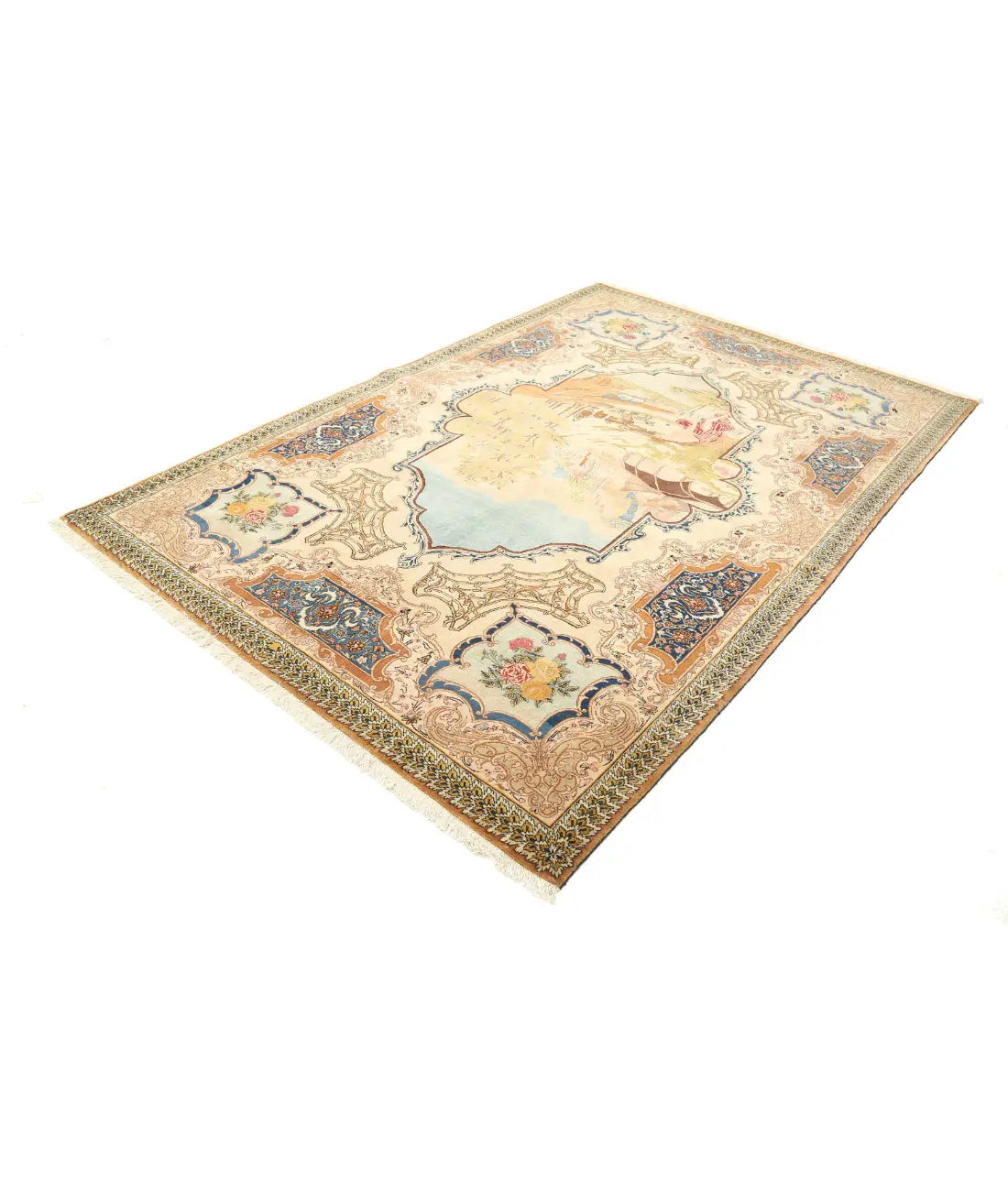 Hand Knotted Antique Masterpiece Persian Tabriz Wool Rug - 5'10'' x 8'9'' - Arteverk Rugs Area rug