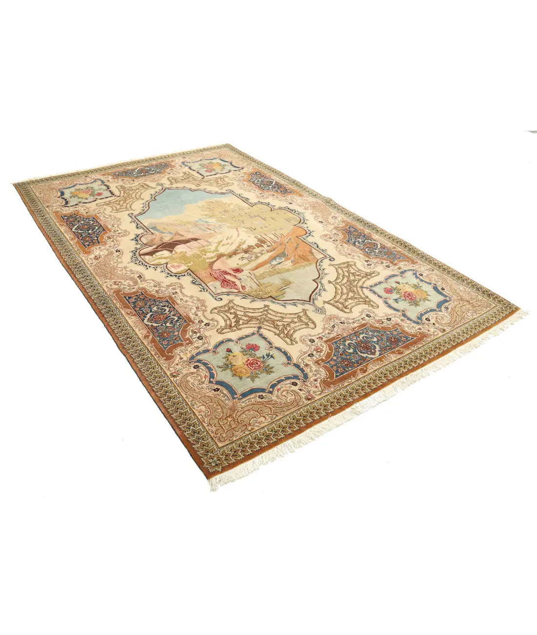 Hand Knotted Antique Masterpiece Persian Tabriz Wool Rug - 5'10'' x 8'9'' - Arteverk Rugs Area rug