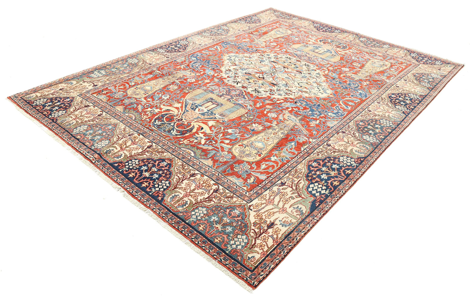 Hand Knotted Antique Masterpiece Persian Tehran Wool Rug - 7'10'' x 10'10'' - Arteverk Rugs Area rug