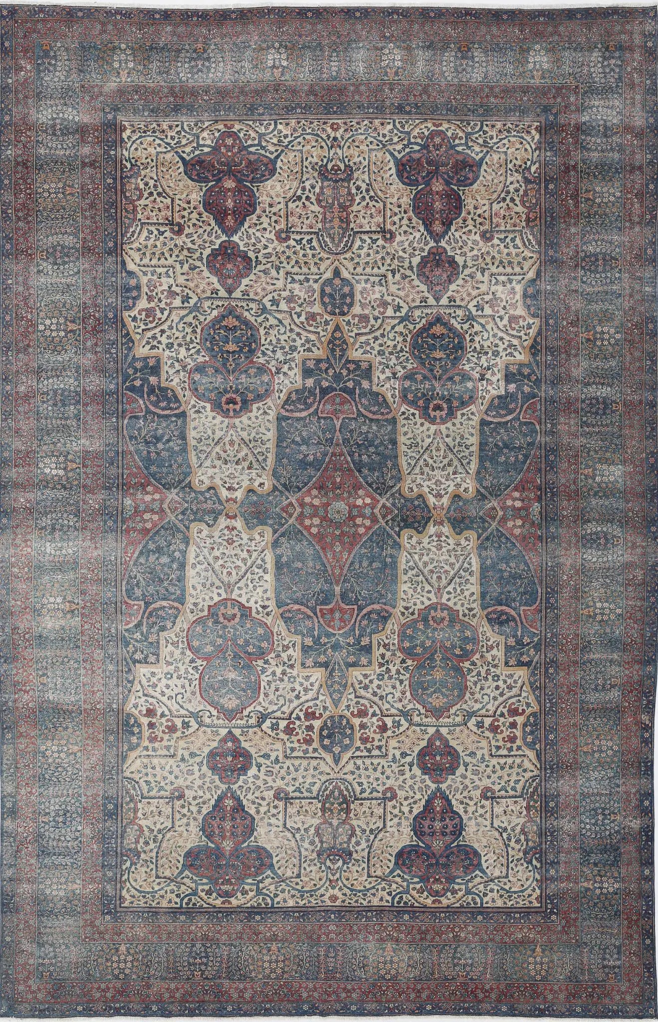 Hand Knotted Antique Masterpiece Oriental Yazd Wool Rug - 11'8'' x 18'4''