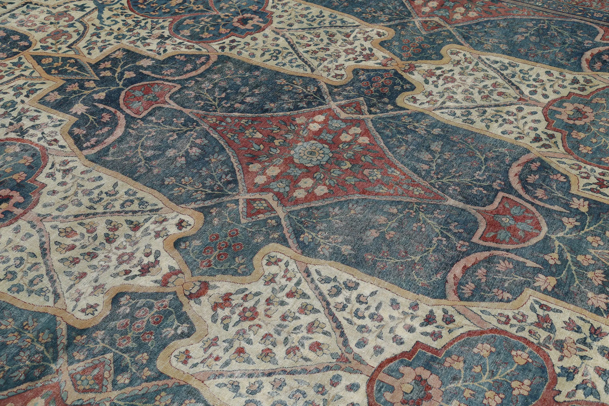 Hand Knotted Antique Masterpiece Persian Yazd Wool Rug - 11'8'' x 18'4'' - Arteverk Rugs Area rug