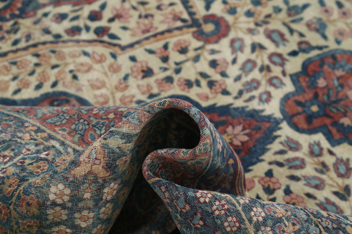 Hand Knotted Antique Masterpiece Persian Yazd Wool Rug - 11'8'' x 18'4'' - Arteverk Rugs Area rug