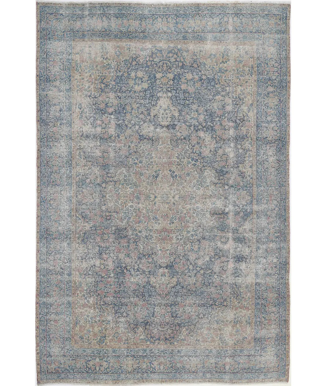 Hand Knotted Antique Persian Laver Kerman Wool Rug - 6&#39;11&#39;&#39; x 8&#39;10&#39;&#39; - Arteverk Rugs Area rug
