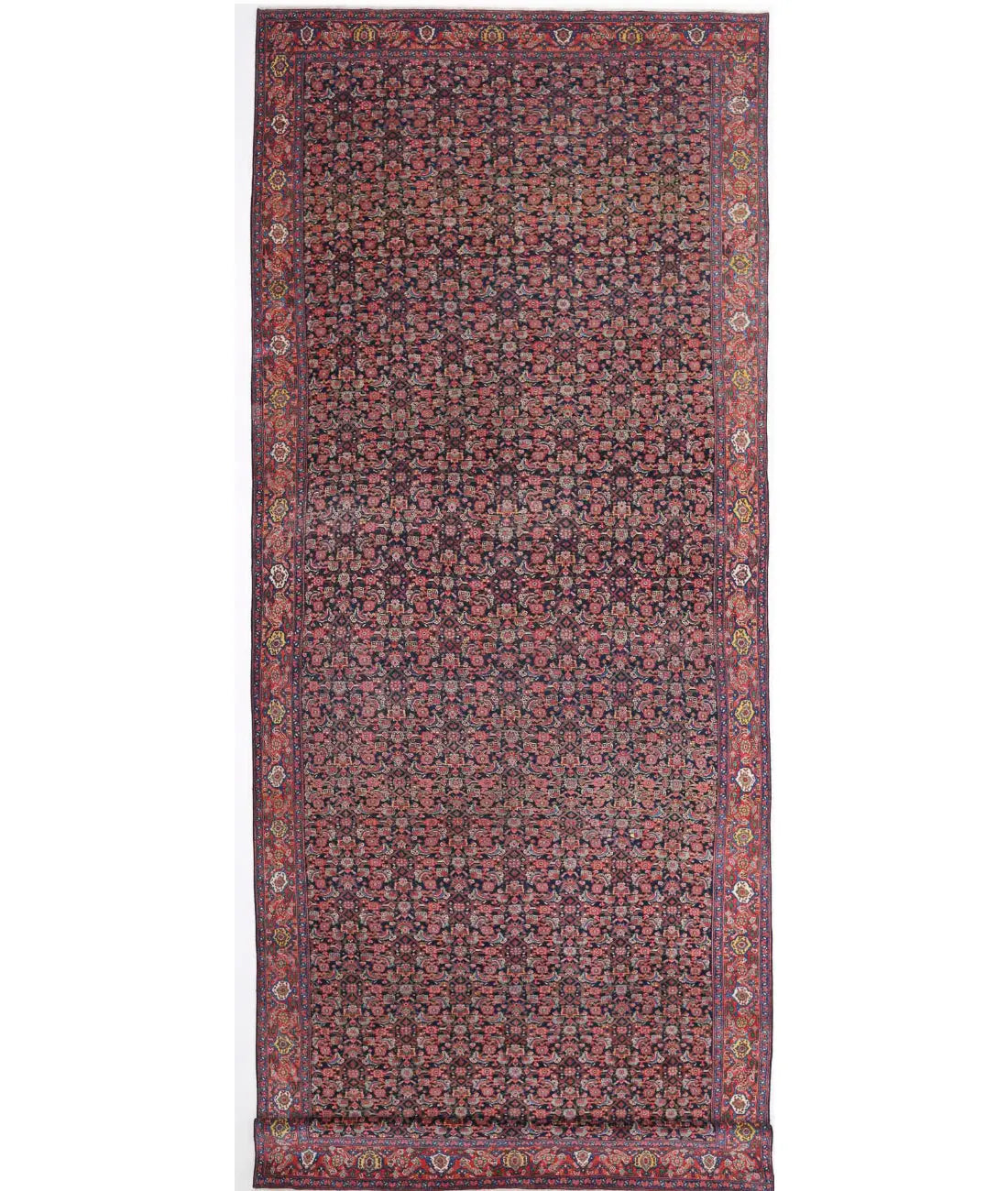 Hand Knotted Antique Oriental Mahal Wool Rug - 8'10'' x 24'1''