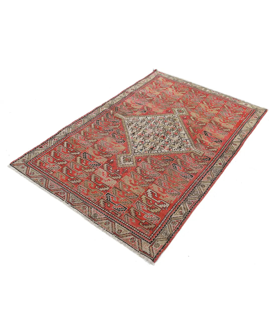 Alfombra de lana persa antigua anudada a mano - 3'9'' x 5'7''