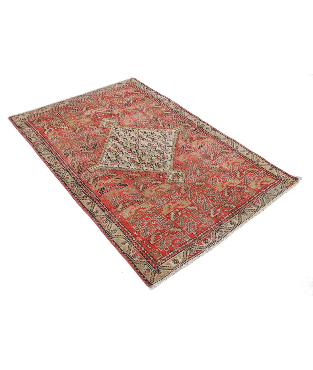 Alfombra de lana persa antigua anudada a mano - 3'9'' x 5'7''