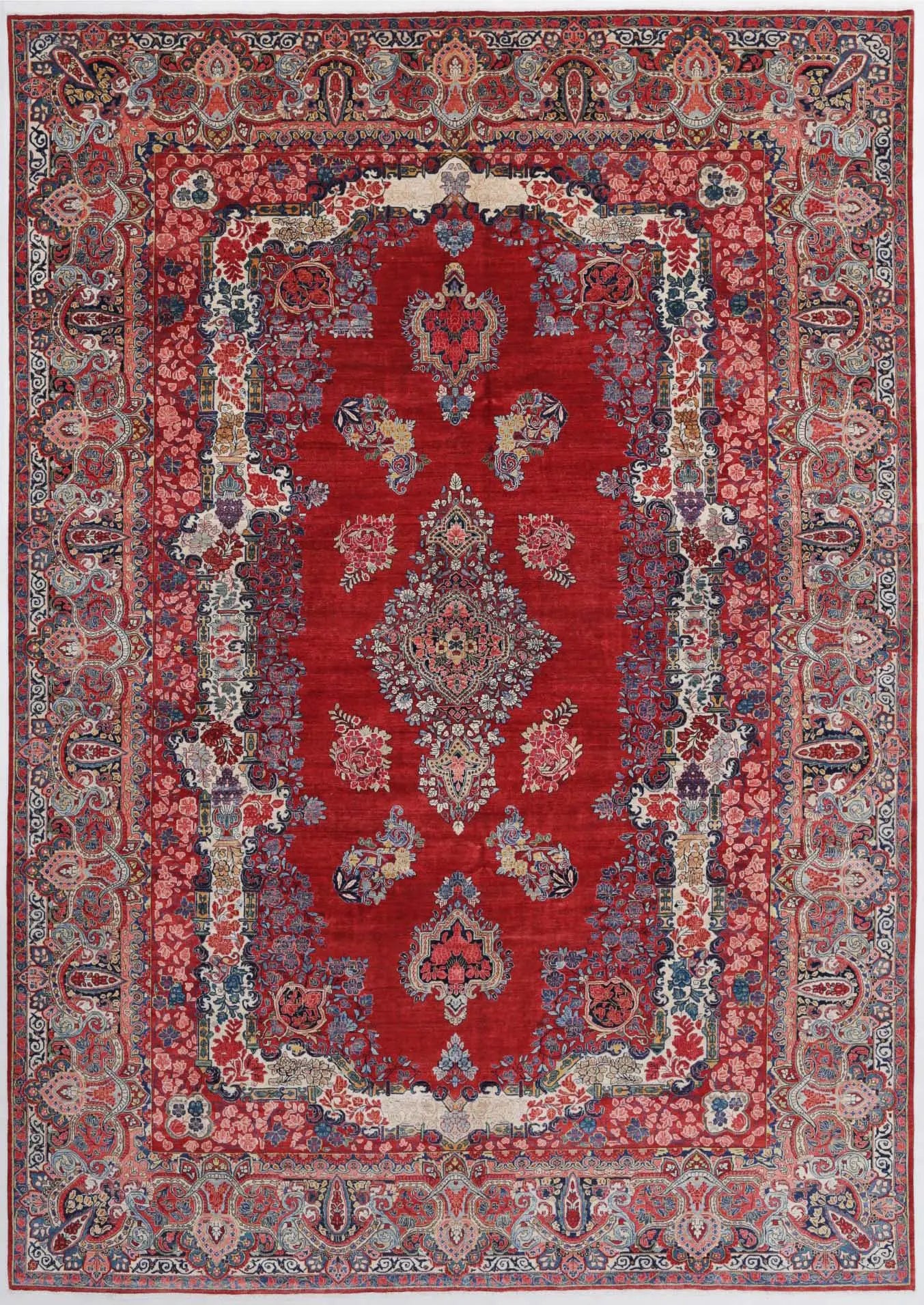 Hand Knotted Antique Oriental Sarouk Wool Rug - 12'2'' x 17'3''
