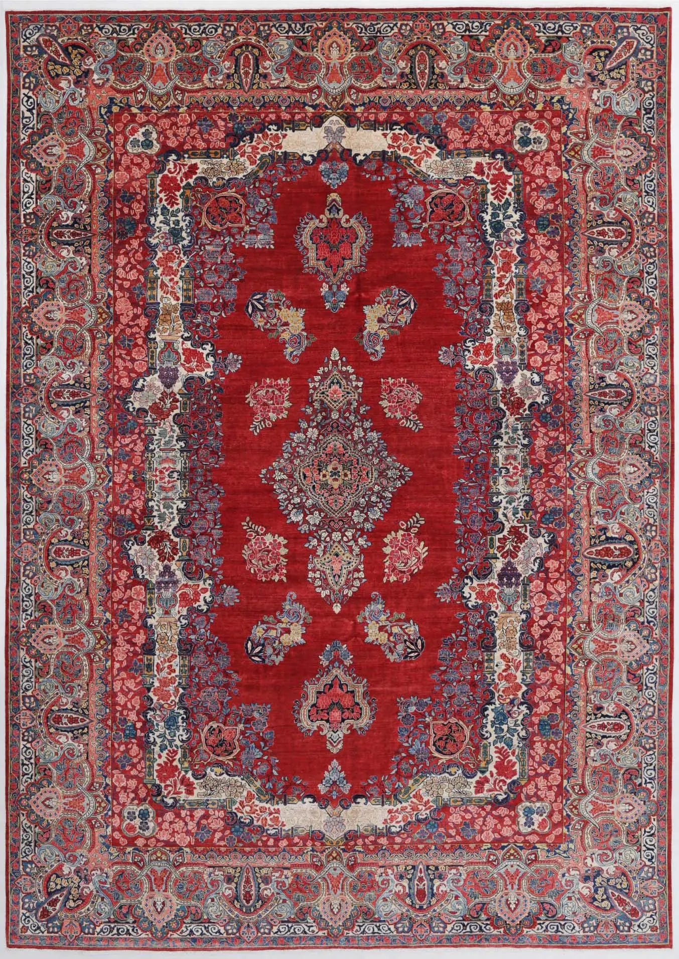Hand Knotted Antique Persian Sarouk Wool Rug - 12'2'' x 17'3'' - Arteverk Rugs Area rug