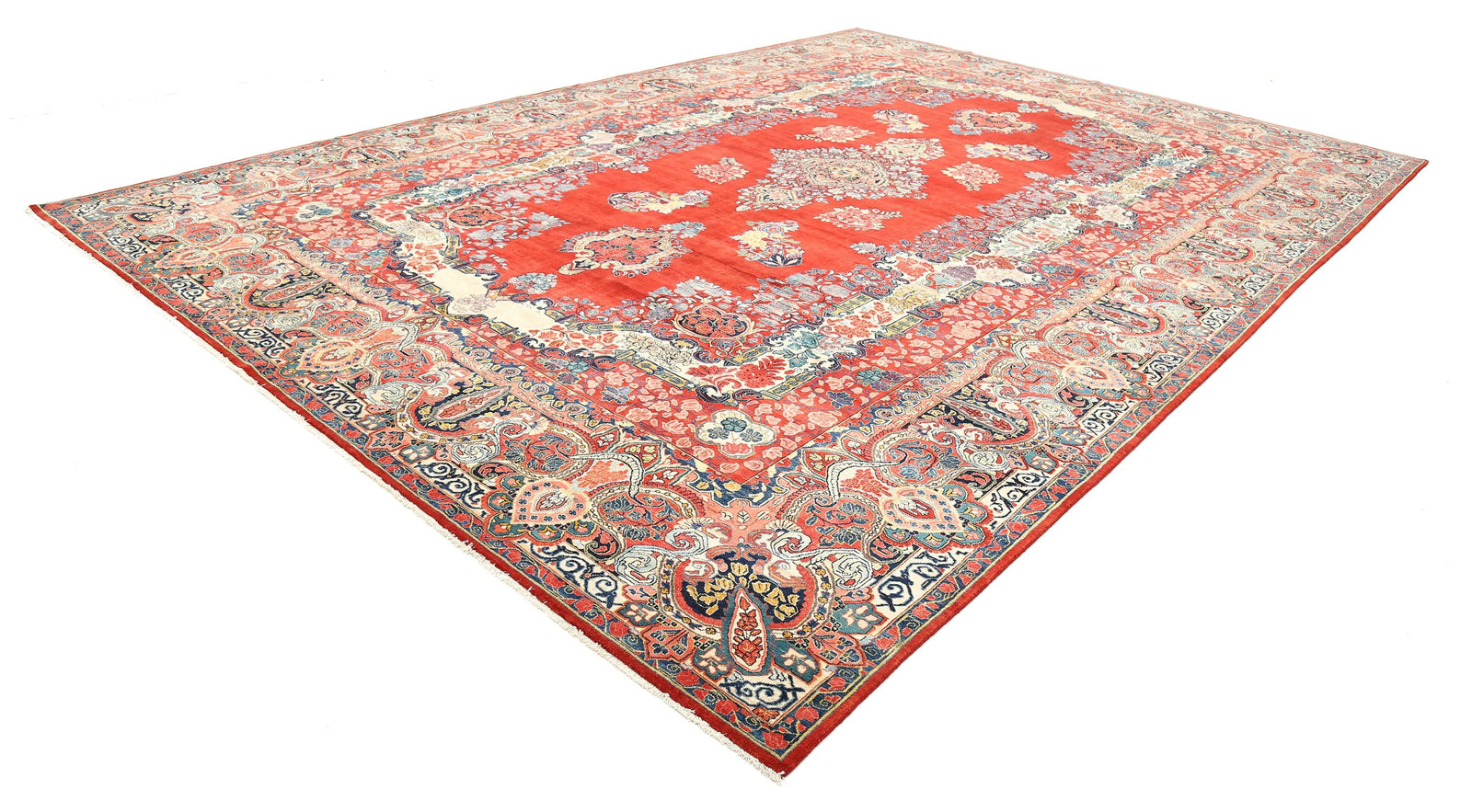 Hand Knotted Antique Persian Sarouk Wool Rug - 12'2'' x 17'3'' - Arteverk Rugs Area rug