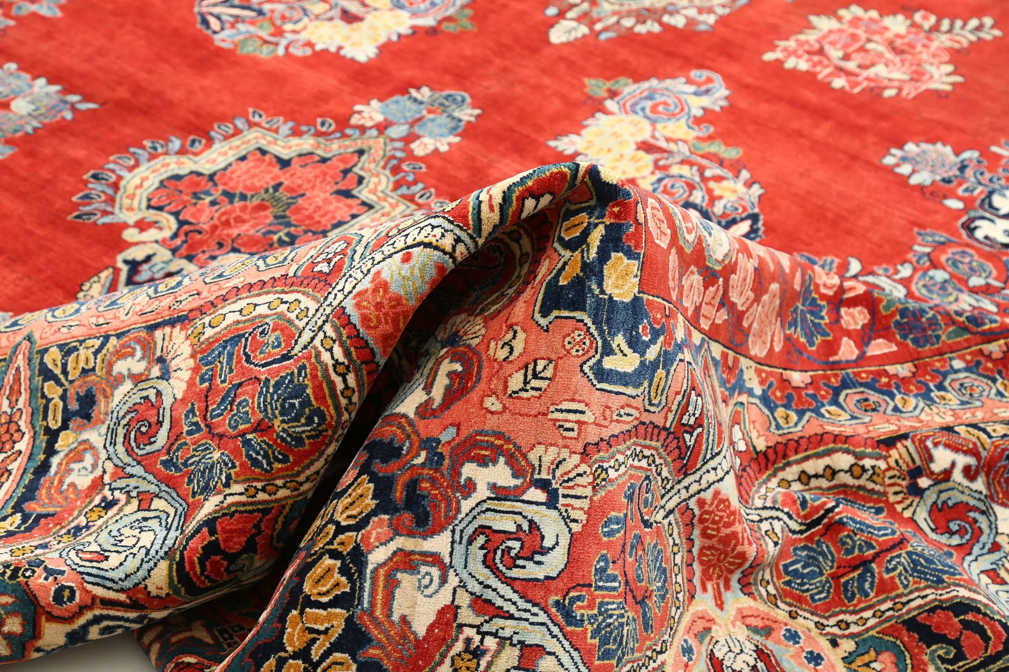 Hand Knotted Antique Persian Sarouk Wool Rug - 12'2'' x 17'3'' - Arteverk Rugs Area rug