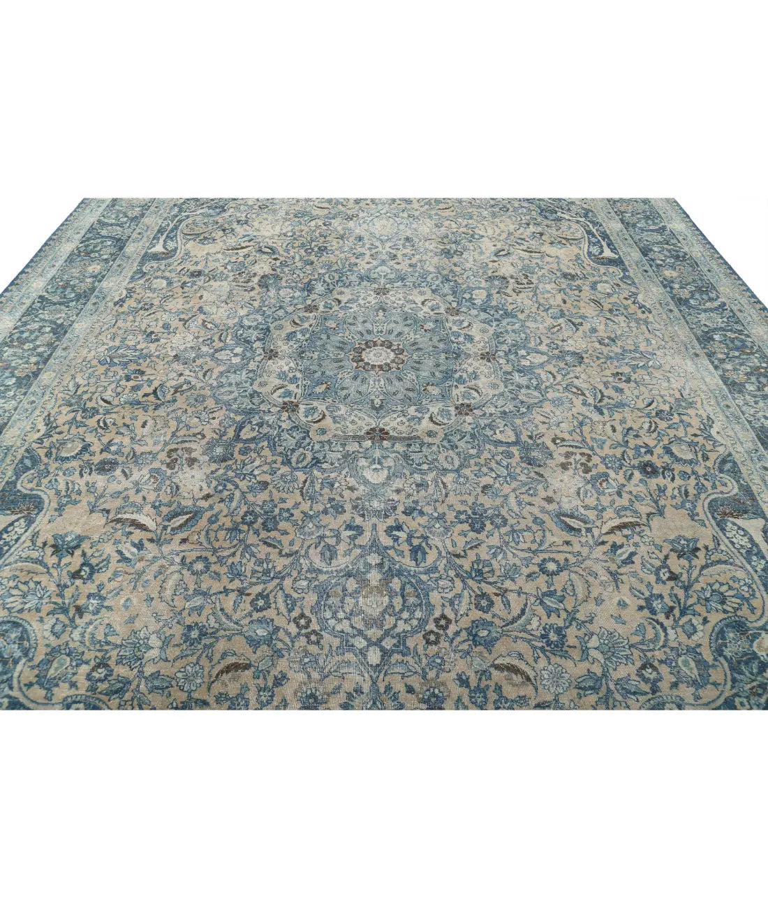 Hand Knotted Antique Persian Tabriz Wool Rug - 11'1'' x 14'9'' - Arteverk Rugs Area rug