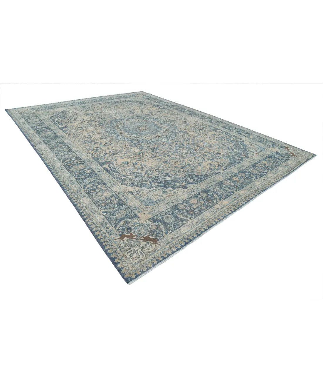 Hand Knotted Antique Persian Tabriz Wool Rug - 11'1'' x 14'9'' - Arteverk Rugs Area rug