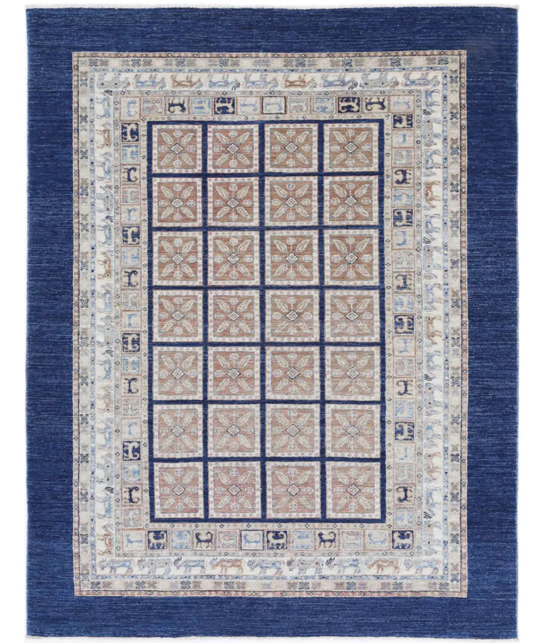 Hand Knotted Bakhtiari Wool Rug - 4'10'' x 6'3''