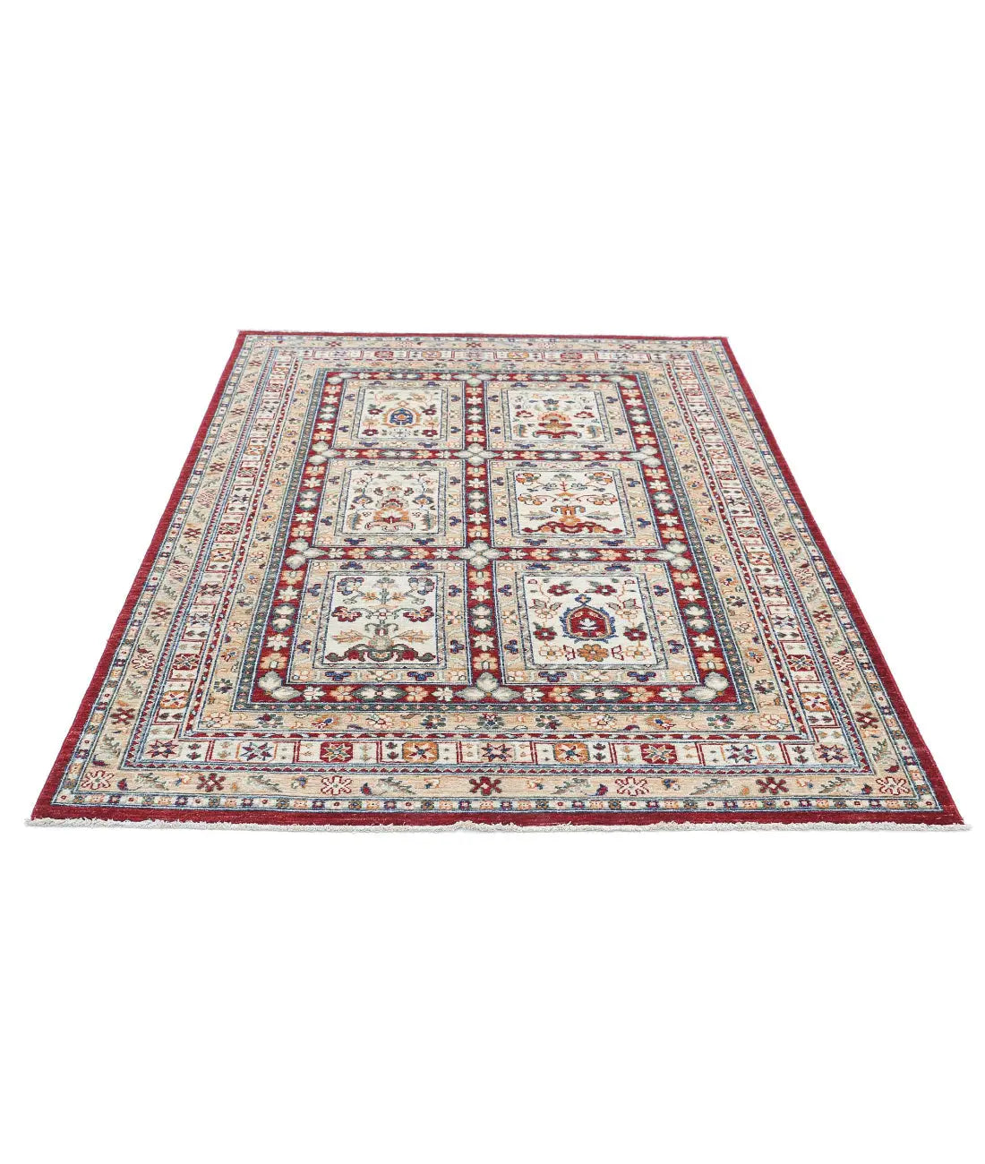 Hand Knotted Bakhtiari Wool Rug - 4'10'' x 6'5''