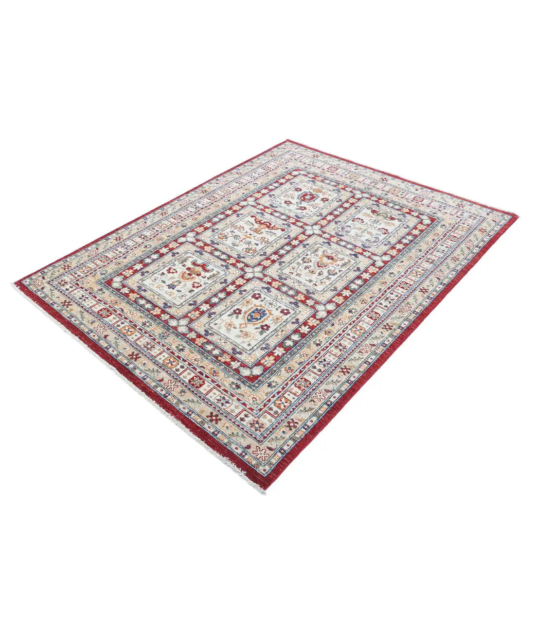 Hand Knotted Bakhtiari Wool Rug - 4'10'' x 6'5''