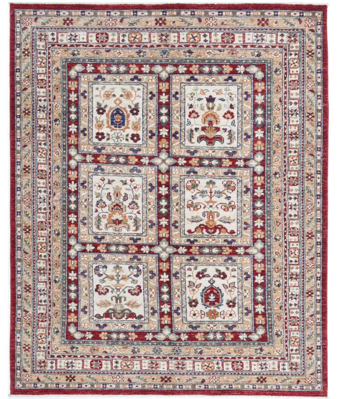 Hand Knotted Bakhtiari Wool Rug - 4'11'' x 6'1''