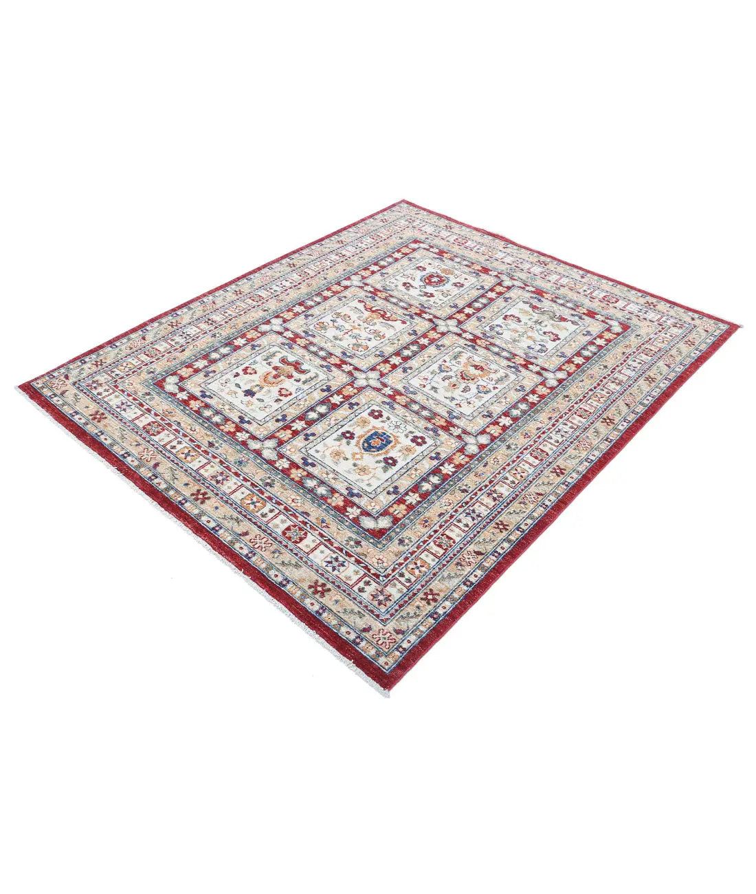 Hand Knotted Bakhtiari Wool Rug - 4'11'' x 6'1''